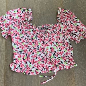 ZARA Rose printed floral crop top